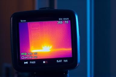 Thermal camera showing a water leak in a wall